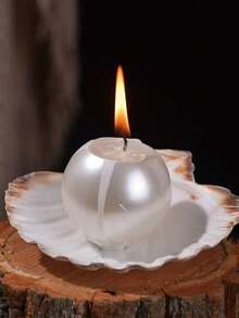Exquisite Pearl Shell Scented Candle (1pc) - Elegant Pearl Shell Details, Long-Lasting And Smokeless Burn, Suitable For Bedroom, Living Room And Dining Room. Perfect For Romantic Valentine's Day, Wedding Candlelight Dinner - Shell Candle - View 4