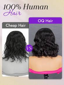 OQ Hair 200 Density 8-14 Inch Wear & Go Glueless Wig Ocean Wave Bob 7*5 Lace Wig Bleached Knots Natural Color Pre-Plucked Natural Hairline With Baby Hair Soft Human Hair Wig For Women Daily Party Travel Vacation - SNatural - View 10