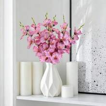 2/6/12件 58cm 人造水仙木蘭絲綢花，居家客廳婚禮桌面裝飾，浪漫主題 - 淡紫色 - 查看 8