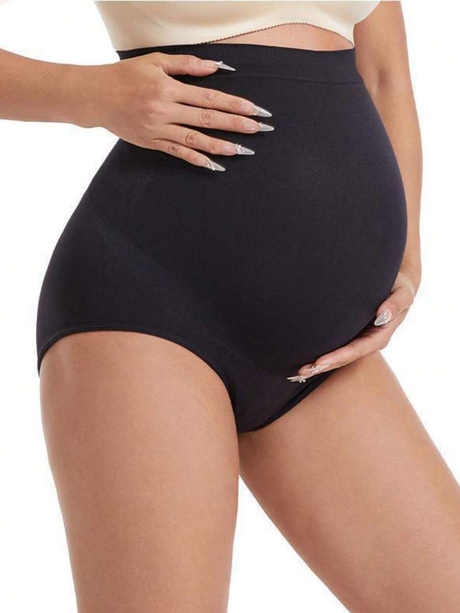 Maternity Solid Color Casual Daily Triangle Panties - Black - View 1