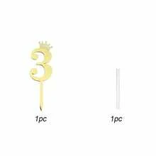 1件/10件 金色蛋糕裝飾插牌 數字0-9 生日蛋糕裝飾皇冠壓克力蛋糕插飾 烘焙甜點用 - 金色 - 查看 10