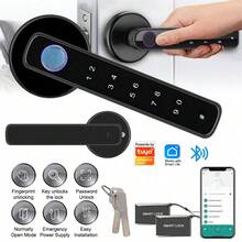 3-In-1 Smart Door Lock With App Control: Keyless Entry Fingerprint Door Handle With Keypad And Physical Keys, Battery-Powered Electronic Deadbolt For Home, Bedroom, Apartment, And Office (Black) - 黑色 - 查看 7