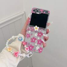 Casing Ponsel Engsel Motif Bunga Daisy Kecil Merah Mawar 3D untuk Galaxy Z Flip3/Flip4/Flip5/Flip6/8 Layar Lipat Perlindungan Anti Jatuh Penuh - MultiWarna - View 3