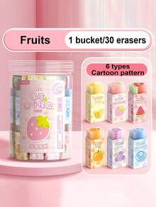30pcs Bucket Jelly Sandwich Eraser Set, Cuttable Crumb-Free Pencil Erasers For Kids, Elementary School, Kindergarten, Homework & Art - Multicolor - View 8