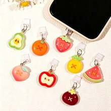 1pc Phone Dust Plug Button Fruit Phone Dust Plug Accessory Decoration Charging Port Pendant - Multicolor - View 1