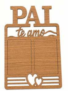 Porta Retrato Pai Te Amo MDF 30x45 Parede 2 Fotos Presente Dia dos Pais Decoração Corte a Laser - 1PC - Visão 1