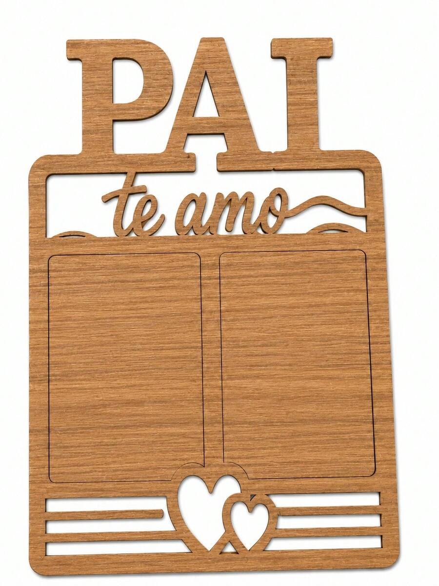 Porta Retrato Pai Te Amo MDF 30x45 Parede 2 Fotos Presente Dia dos Pais Decoração Corte a Laser - 1PC - Visão 1