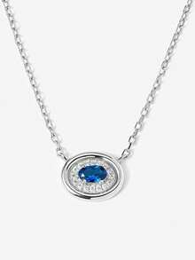 Elegant Luxury 925 Sterling Silver 18K Gold Plated Halo Necklace With Sapphire Blue, Ruby Red, Emerald Green Pave Zirconia For Women - Necklace - View 18
