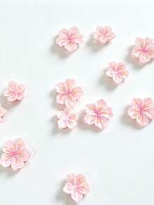 50pcs Pink Cherry Blossom Resin Charms, Flatback Flower Ornaments DIY Hair Clip Nail Art Cream Glue Accessories - View 4