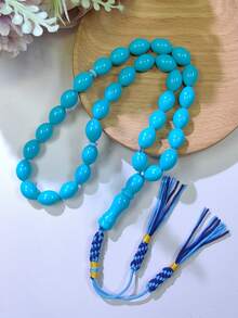 1pc Oval 33-Bead Muslim Men's Prayer Beads, Colorful Resin Material High-Quality Prayer Beads, Daily Wear, Festival Wear, Couple Prayer Beads - Multicolor - View 4
