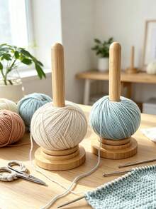 Wooden Yarn Holder, Detachable Yarn Winder, Rotating Yarn Spool Rack, Desktop Yarn Storage Organizer Stand, Wooden Yarn Rack, Desktop Yarn Storage Rack, Tabletop Knitting Tools, Multi-Functional Rotating Wooden Yarn Spool, Crochet Yarn Spool Rack, Bamboo Wooden Knitting Yarn Spool Rack, DIY Yarn Spool Knitting Tools, Ergonomic Design, Desktop Tangle-Free Yarn Storage Tool, Knitting Accessories And Supplies, Suitable For Hand Knitting And Winding, Home DIY Knitting Tools, Yarn Storage - Multicolor - View 2