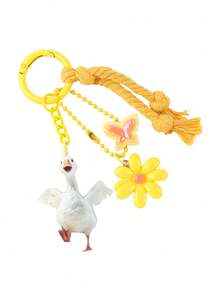 Cute White Goose Acrylic Keychain, Floral Butterfly Tassel Bag Charm, Pastel Knotted Rope Pendant Accessory For Backpack Keys - 2879 - View 15