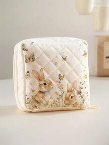 1 buah Tas Penyimpanan Pembalut Wanita Motif Quilted Orange & Rabbit, Kantong Organizer Tampon Mini dengan Resleting Portabel untuk Wanita, Anak Perempuan, dan Perjalanan Sehari-hari di Luar Ruangan. - MultiWarna - View 12