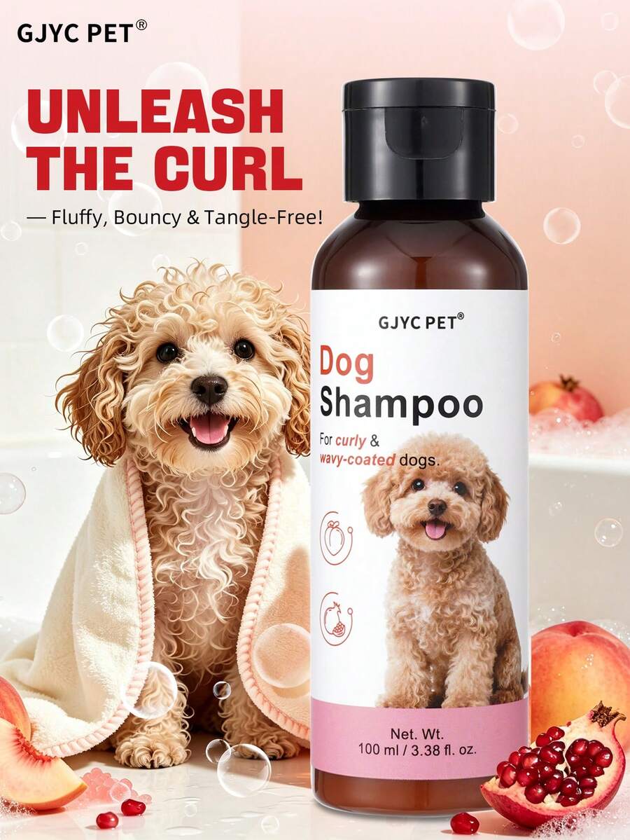GJYC PET Sampo Anjing untuk Bulu Keriting & Bergelombang - Formula Pelembap dan Penghilang Kusut untuk Anjing - Mencegah Kusut, Mendefinisikan Keriting & Menenangkan Kulit Sensitif - Bebas Sulfat & Paraben - 3,38 Fl Oz - 100ml - View 1