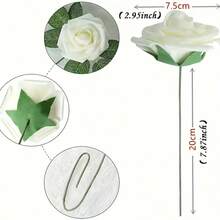 10pcs Artificial Ivory Foam Rose Flowers With Stems, Suitable For DIY Wedding Bouquets, Baptism Centerpieces, Party Decorations, Home Decor (No Box),Room Decor,Home Decoration,Fall Decor, - Multicolor - View 8