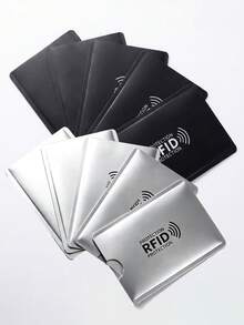 5pcs Anti-Magnetic Aluminum Foil Document Holder, Pull-Out Card Holder, Suitable For Storing Bank Cards, Credit Cards, And Other Documents; Universal Size, Holiday Essentials, Travel Essentials - View 1
