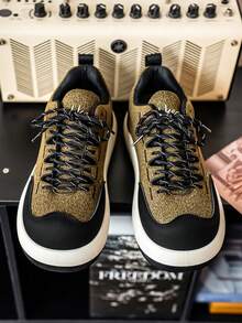 Men's Derby Shoes CLEANFIT Big Toe Chunky Sneakers Casual Thick Sole Invisible Height Increase 7CM Versatile Cross-Border Wide Toe Work Shoes, Comfortable Outdoor Non-Slip Casual Shoes; - Army Green - View 4