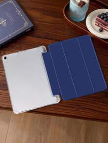 1件海軍藍三折平板保護殼，附筆槽，相容 iPad Mini 4/5/6/7/Air/Air 2/9.7/10.2/10.5/10.9 (Air 4-Air 8)/Pro 11/10th Gen/A16/Pro 11 2024、Galaxy A8，柔軟霧面翻蓋式保護殼，三折支架，休眠/喚醒功能，內建筆槽，不含筆 - 藏蓝色 - 查看 6