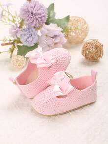 Spring/Summer Pink Fabric Sole Princess Shoes, Comfortable Walking Shoes For 0-12 Months Infants - Pink - View 4