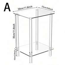 2-Tier Transparent Acrylic Side Table, Narrow Clear Bedside Cabinet With Open Storage Shelf, Modern Minimalist Sofa End Table Suitable For Bedroom, Living Room, Small Apartment, Dorm, Office, Reading Nook And Home Decor - Transparent - View 11