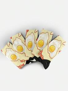 Cool 360° Printed Men's Socks - Streetwear Socks,Pizza Feast,Food Pattern,Fun Cuisine,Colorful,Funny Socks, Fit Daily, Holiday & Party Occasions - Yellow - View 6