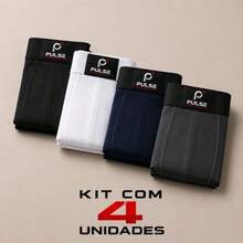 Kit Com 4 Cuecas Boxer De Microfibra Adulto Masculina Lisas - Multicolorido - Visão 8