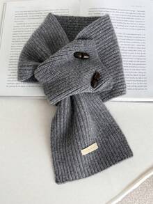 Women's Ribbed Knit Criss-Cross Scarf With Buttons, Comfortable Winter Short Scarf - Scarf - View 9