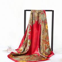 Hot-Selling Versatile Women's Fashion Silk Scarf, Travel Sun Protection Faux Silk 90cm Printed Shawl Headscarf - Multicolor - View 3