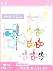 20/10/5/1pc Star Bell Keychain Hollow Star Pendant Key Chain With Bell Resin Five-Pointed Star Key Ring Pendant Clip Alloy Rotating Buckle, Suitable For Bags Backpacks Keys Decoration - A - View 10
