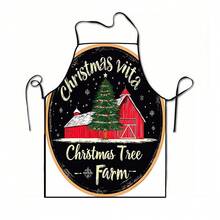 1pc Christmas Santa, Christmas Bell, Christmas Snowflake, Christmas Reindeer, Christmas Tree, Christmas Snowman, Christmas Penguin, Christmas Cartoon Animal Pattern Chef Apron, Apron, Suitable For Home Decor And Kitchen Use. Made Of 100% Polyester Material, Designed As Sleeveless Style, Perfect For Home Kitchen, Outdoor BBQ Cooking. This Printed Apron Is Unisex, Machine Washable And Reusable, An Essential Kitchen Item - Multicolor - View 14
