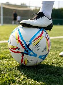 1pc Size 5 Soccer Ball, Vibrant Colorful Design, PVC Machine Stitched Panels, Suitable For Adults, Youth, Students Beginner Training, All-Field Use, Soccer Accessories, Dynamic Sports Design, - Multicolor - View 5