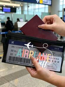 飛機主題網格文件收納袋/護照收納包，多款飛機航線、旅行與英文字母印花，加厚透明網格布料，可視大容量，順滑拉鍊，輕便易攜。適用於旅行、度假、登機、護照、機票與文件收納，日常收據與文具整理，適合男女旅行者，返校季、旅行季禮物首選，送給熱愛旅行的朋友與家人的實用小禮物！ - 彩色 - 查看 5