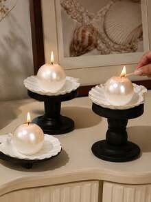 Exquisite Pearl Shell Scented Candle (1pc) - Elegant Pearl Shell Details, Long-Lasting And Smokeless Burn, Suitable For Bedroom, Living Room And Dining Room. Perfect For Romantic Valentine's Day, Wedding Candlelight Dinner - Shell Candle - View 1