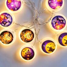 1pc 10LED Halloween String Lights, Halloween Element Decorative String Lights, For Halloween Decoration, Indoor String Lights, Battery Powered (Battery Not Included), HALLOWEEN - Warm White - View 2