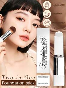 1 Box (13g) 2-In-1 Color Adjusting Foundation Stick, Lightweight, Buildable Coverage, Hydrating, Long-Lasting, Sweat-Proof, Oil-Control, Pore-Minimizing, Waterproof, Flawless Liquid Foundation, Makeup Brand Cosmetics, Suitable For Women And Girls, Perfect For Winter, Y2K Fashion , Ideal For Birthday, Christmas, Party Gifts, Best Color - Multicolor - View 2