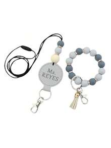 Personalized Badge Reel & Beaded Wristlet Keychain Set, Custom Name Retractable ID Card Holder For Nurses, Teachers & Office Staff - Multicolor - View 17