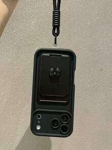 1件裝奢華極簡蝴蝶結卡夾亮片漸層手機殼附掛繩，適用 Apple 18 Pro Max/18 Pro/17 Pro Max/17 Pro/17 Air/17/16 Pro Max/16/15 Pro Max/15/14/13/12/11 手機保護殼 - 黑色 - 查看 4