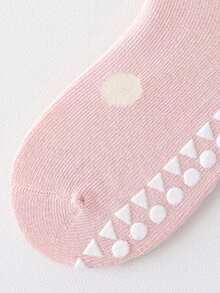 5 Pairs Kids Floor Socks, Pink Bow Rabbit Pattern, Non-Slip Gripper Bottom, Soft Sole, Indoor, Japanese Cartoon Mid-Calf Socks For Boys, Girls, Toddlers, Babies - Multicolor - View 6