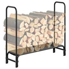 Soporte para leña  de alta resistencia - Cubierta impermeable, estructura metálica robusta, almacenamiento  para chimeneas, patios y fogatas - Uso exterior/interior - 4 pies - Ver 2