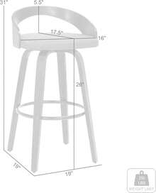 Sonia - Taburete Giratorio Moderno de 26 Pulgadas de Altura del Asiento de Mediados de Siglo para mostrador de Isla de Cocina en Piel sintética café y Madera de Nogal - Marrón - Ver 2