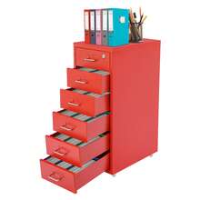 YUNRUX Vertical Metal Filing Cabinet With 6 Drawers And Lock For Home Office 11*16*27in - 紅色 - 查看 1