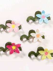 Sweet Romance Large Colorful Flower Hair Claw Mori Style Claw Clips Retro Hair Clips For Women Girls Hair Accessories - Multicolor - View 4