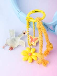 Cute White Goose Acrylic Keychain, Floral Butterfly Tassel Bag Charm, Pastel Knotted Rope Pendant Accessory For Backpack Keys - 2879 - View 9