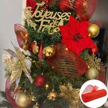 OBOVAY 1PC Christmas Tree Decoration - Ribbon, PP Mesh Bow Pendant Ribbon For DIY Christmas Scene Decoration, Suitable For DIY Christmas Tree Ribbon Decoration, Halloween Decoration, Festival Decoration, Christmas Gift Packaging Ribbon. - Multicolor - View 5