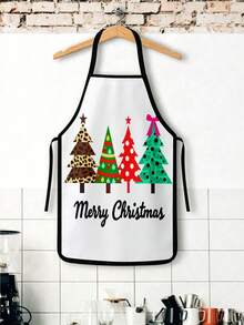 2件組豹紋聖誕樹廚房圍裙套裝，波希米亞混搭圖案聖誕樹配Merry Christmas字樣，防水可調節式圍裙，節慶假期烹飪烘焙圍裙，送給女性的聖誕禮物，廚房裝飾 - 彩色 - 查看 7