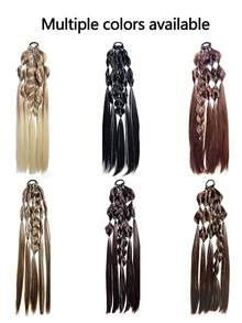 24 Inch Handmade Braided Ponytail Wig, Synthetic Fiber Twisted Boxing Braid Ponytail, Suitable For Women - Multicolor - View 3