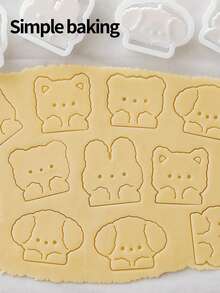 4pcs Cartoon Animal Cookie Cutters, Featuring Cute Dog, Rabbit, Cat And Bear Cookie Stamps. Kitchen Baking Tools, Cookie Molds For Cake Decoration - View 7