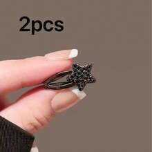 2/5/10pcs Small Black Rhinestone Bow Hair Clips, High-End Luxury Rhinestone Hair Clips, Mini Delicate Side Bangs Hair Clips, Fashion Crocodile Pattern Hair Clips, Suitable For Side Bangs, Forehead Wispy Hair, Suitable For Campus, Dating, Vacation Use, Practical Hair Accessories! (No Card) - Multicolor - View 9