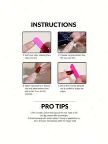 10pcs High-End Fashion Pure Erotic Style, Hand-Painted Three-Dimensional Engraved Patterns, Glittering Point Diamonds Handmade Fake Nails - Baby Pink - View 10