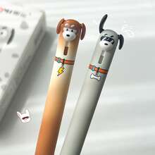 2/4/8pcs Cute Standing Puppy Press-Type Gel Pens, 0.5mm ST Tip, Quick-Dry Black Ink, Cartoon Animal Stationery, Suitable For Note-Taking And Back To School - Multicolor - View 11